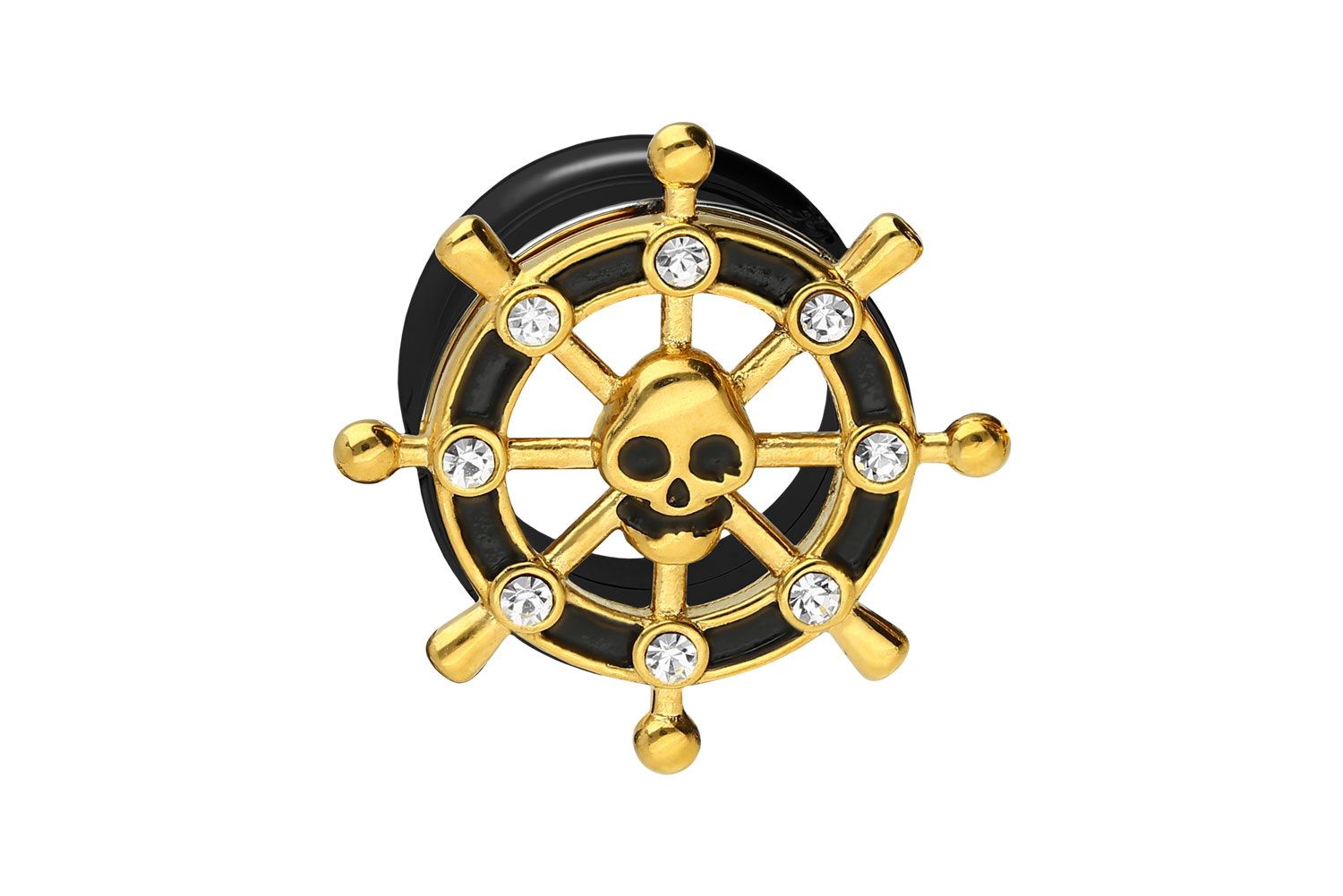 Chirurgenstahl Double Flared Tunnel STEUERRAD + TOTENKOPF ++SALE++ von Piercingline